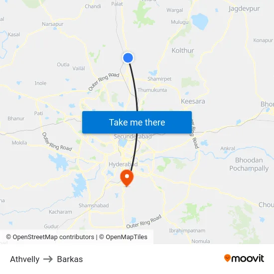 Athvelly to Barkas map