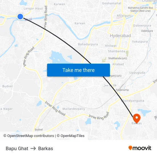 Bapu Ghat to Barkas map
