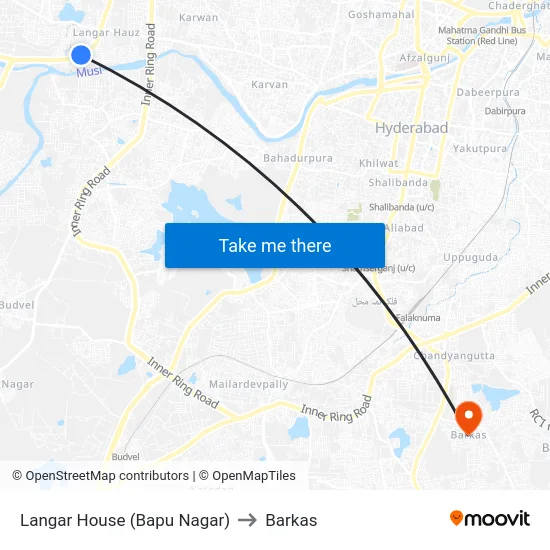 Langar House (Bapu Nagar) to Barkas map