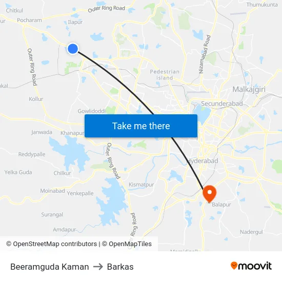 Beeramguda Kaman to Barkas map