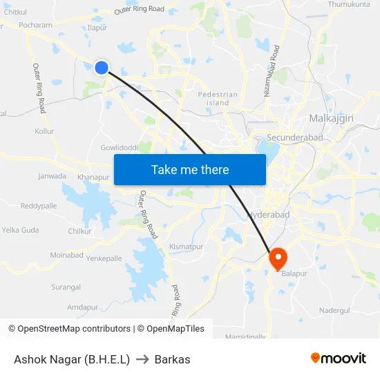 Ashok Nagar (B.H.E.L) to Barkas map