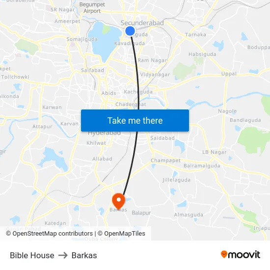 Bible House to Barkas map