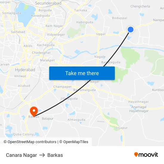 Canara Nagar to Barkas map