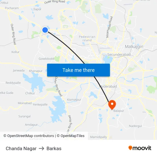 Chanda Nagar to Barkas map