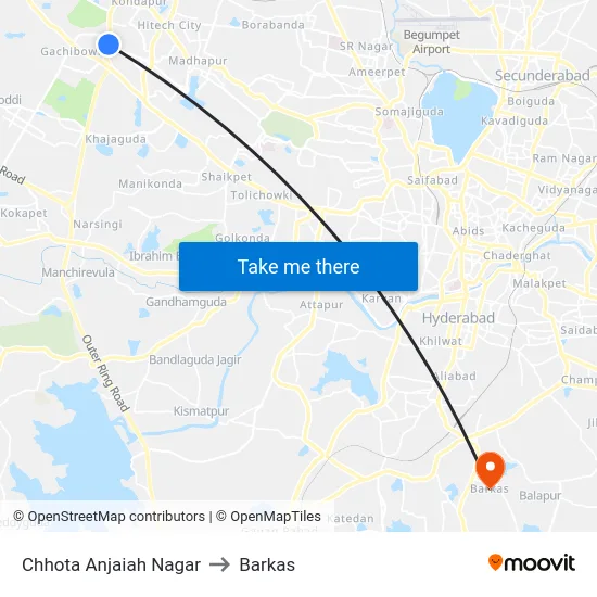 Chhota Anjaiah Nagar to Barkas map