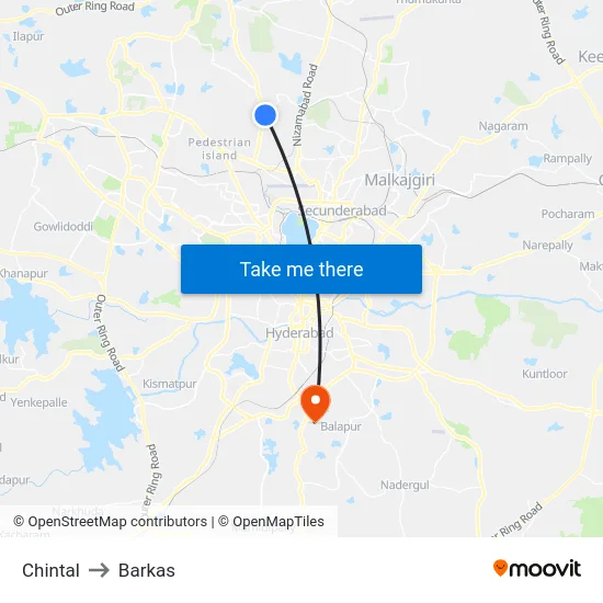 Chintal to Barkas map