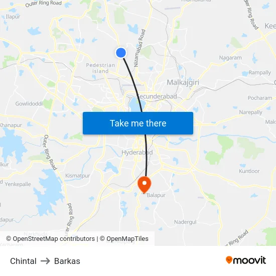 Chintal to Barkas map