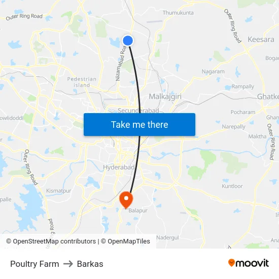 Poultry Farm to Barkas map