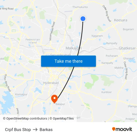 Crpf Bus Stop to Barkas map