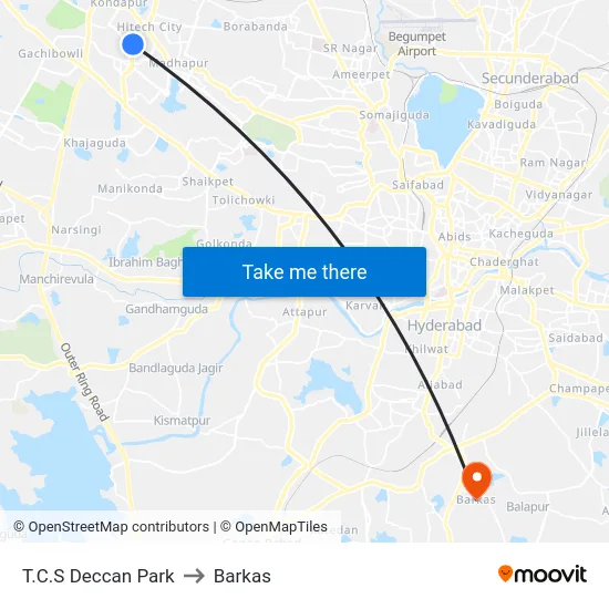 T.C.S Deccan Park to Barkas map