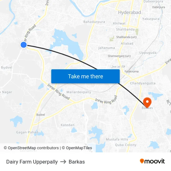 Dairy Farm Upperpally to Barkas map