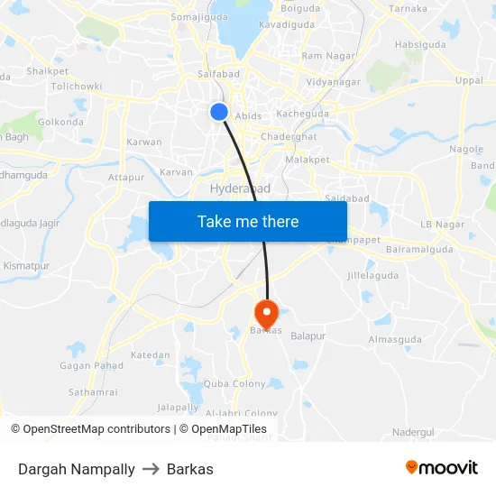 Dargah Nampally to Barkas map