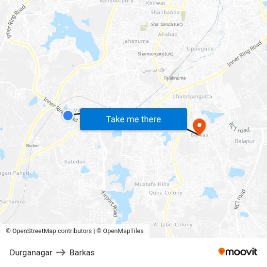 Durganagar to Barkas map