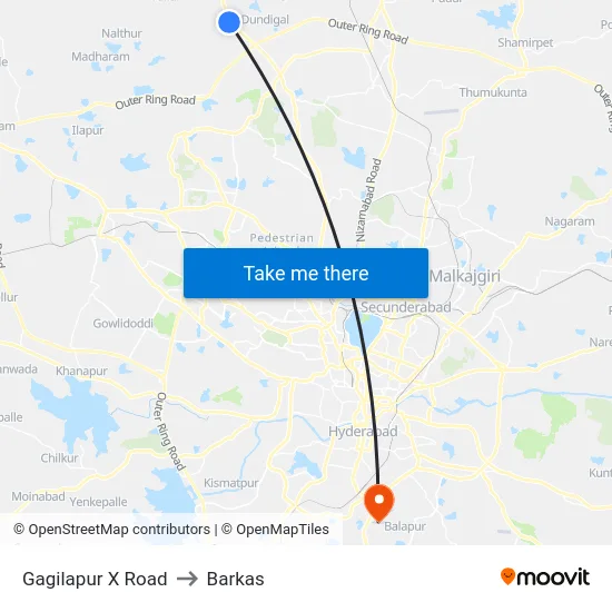 Gagilapur X Road to Barkas map