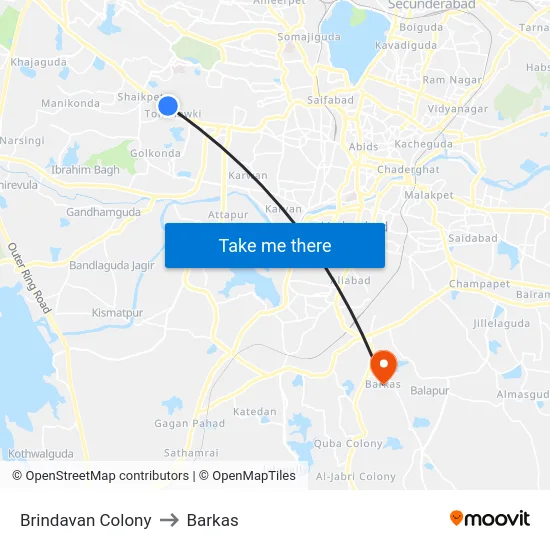 Brindavan Colony to Barkas map
