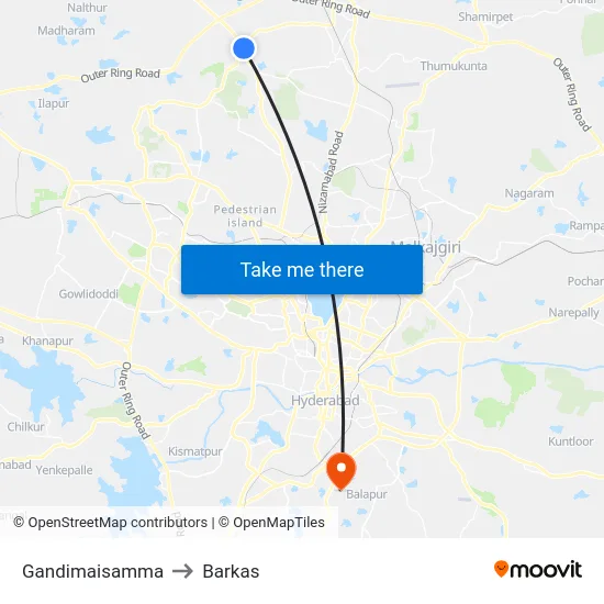 Gandimaisamma to Barkas map