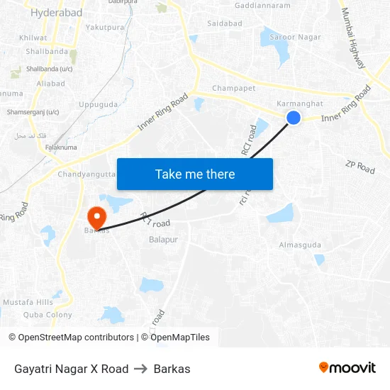 Gayatri Nagar X Road to Barkas map