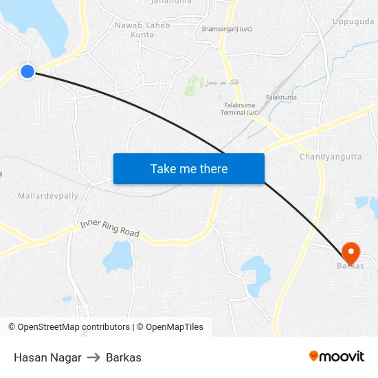 Hasan Nagar to Barkas map