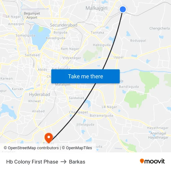 Hb Colony First Phase to Barkas map