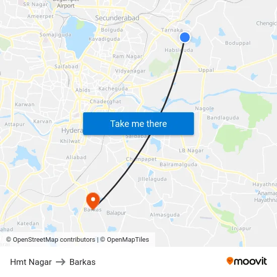 Hmt Nagar to Barkas map