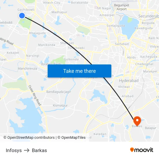 Infosys to Barkas map