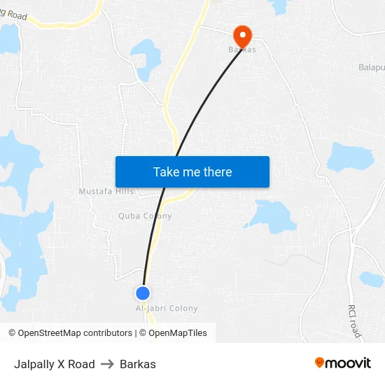 Jalpally X Road to Barkas map