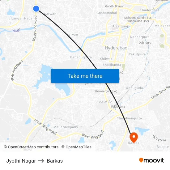 Jyothi Nagar to Barkas map