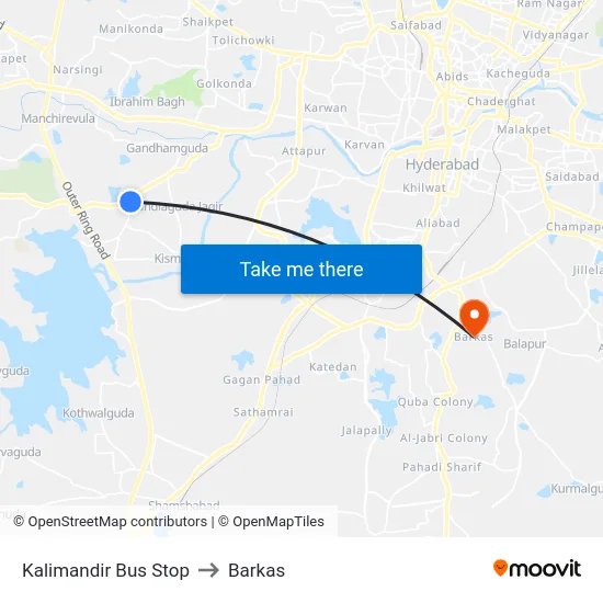 Kalimandir Bus Stop to Barkas map