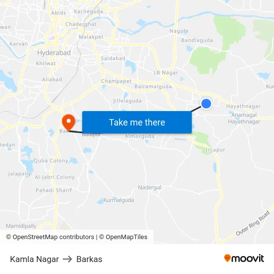 Kamla Nagar to Barkas map