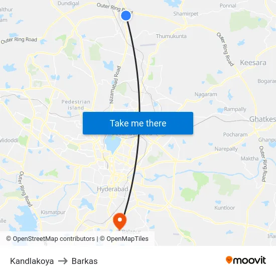 Kandlakoya to Barkas map