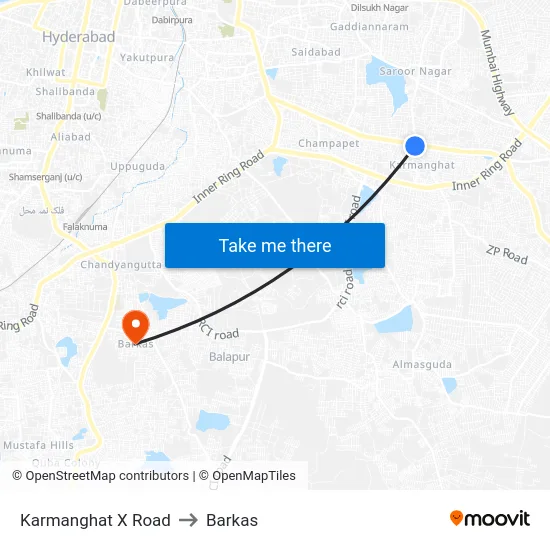 Karmanghat X Road to Barkas map