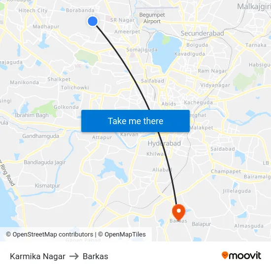 Karmika Nagar to Barkas map