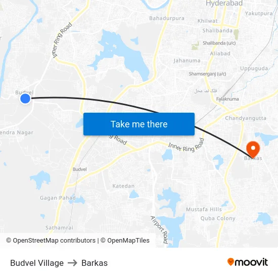 Budvel Village to Barkas map