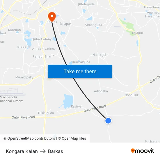 Kongara Kalan to Barkas map