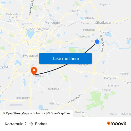 Korremula 2 to Barkas map