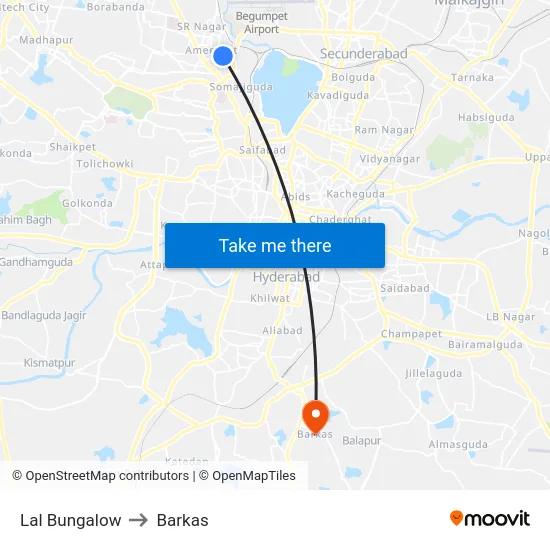 Lal Bungalow to Barkas map