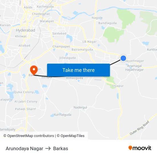 Arunodaya Nagar to Barkas map