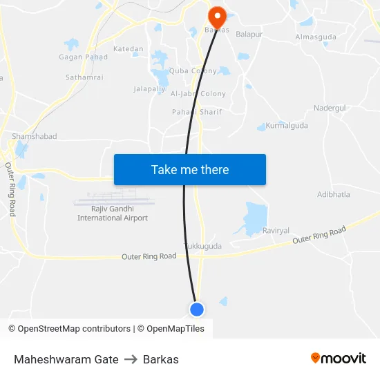 Maheshwaram Gate to Barkas map