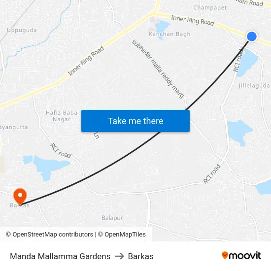Manda Mallamma Gardens to Barkas map