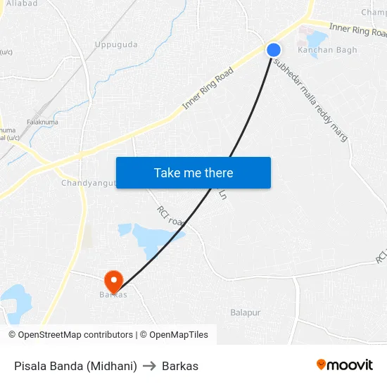 Pisala Banda (Midhani) to Barkas map
