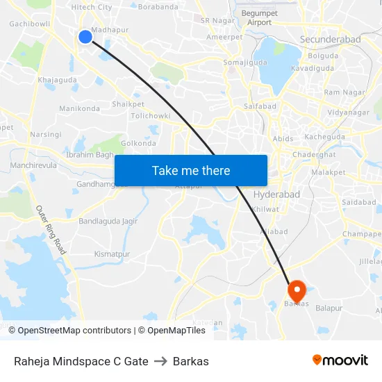 Raheja Mindspace C Gate to Barkas map