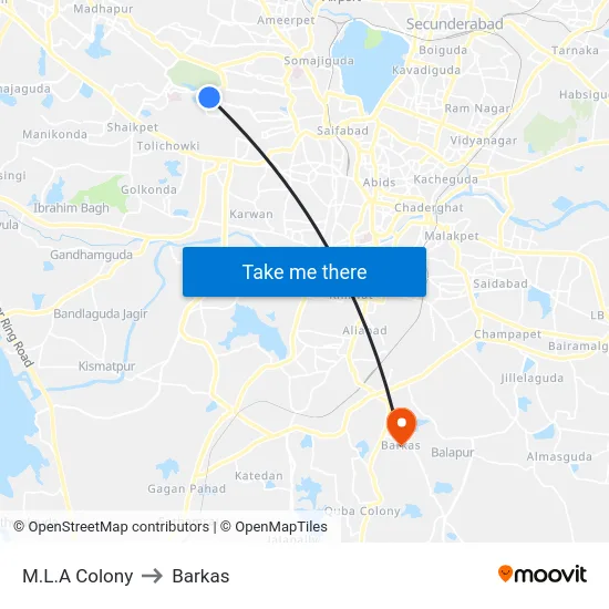 M.L.A Colony to Barkas map