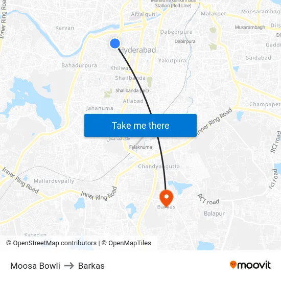 Moosa Bowli to Barkas map