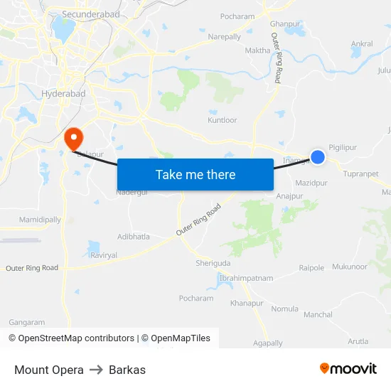 Mount Opera to Barkas map