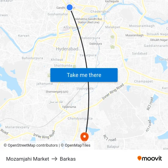 Mozamjahi Market to Barkas map