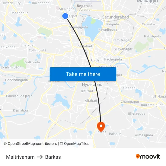 Maitrivanam to Barkas map