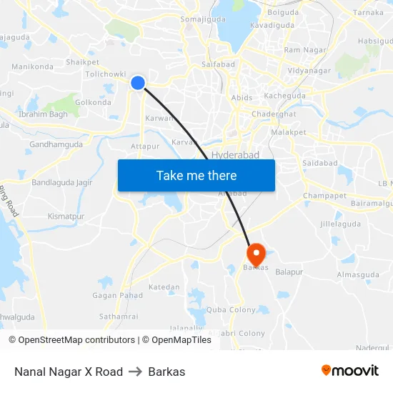 Nanal Nagar X Road to Barkas map