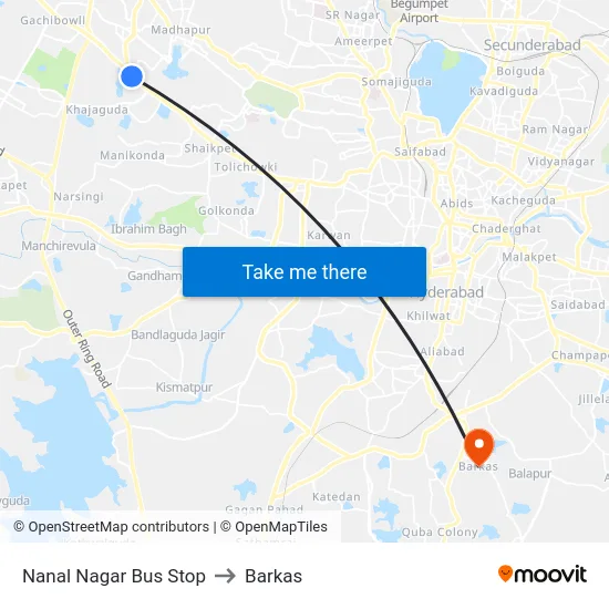 Nanal Nagar Bus Stop to Barkas map