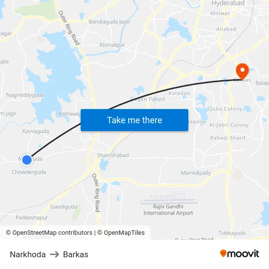 Narkhoda to Barkas map