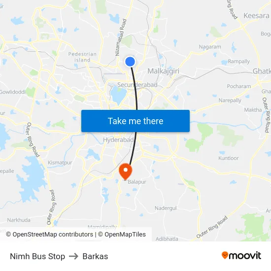 Nimh Bus Stop to Barkas map